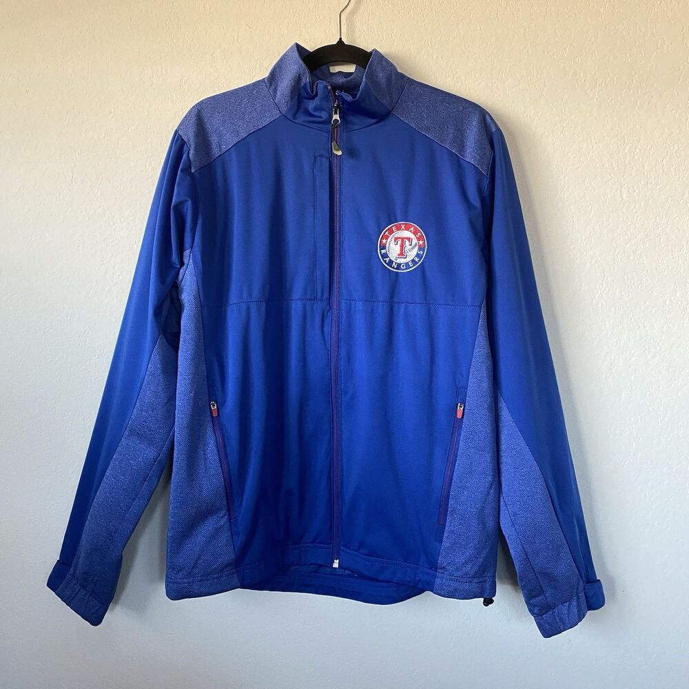 Antigua Blue Texas Rangers Full Zip‎ Jacket Medium Embroidered Logo Sportswear